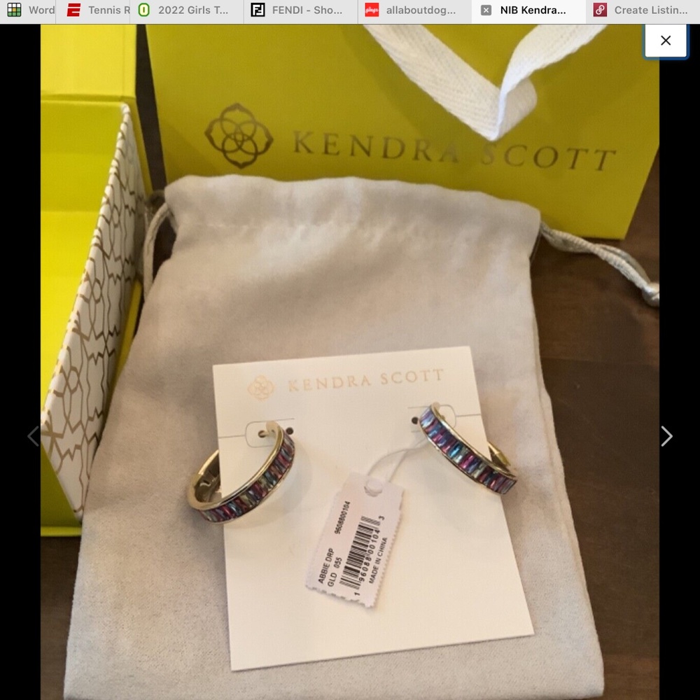 NIB Kendra Scott Jack Gold Hoop Earrings Multi Color Rainbow